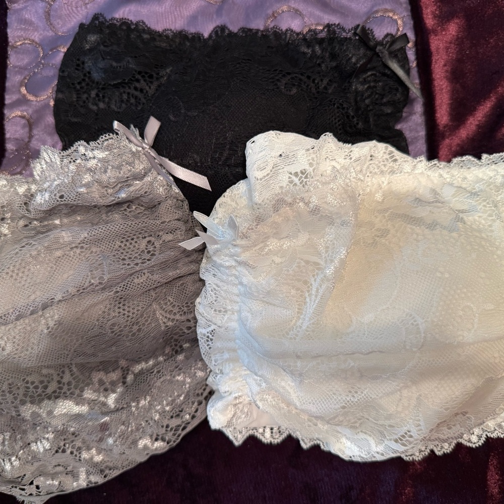 Elegant Lace Bralette Set - Black, Gray, and White. Keeps straps from showing. - Picture 2 of 5